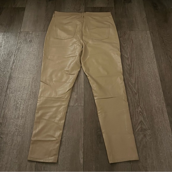 7 For All Mankind Beige Faux Skinny Leather Pants Size Large - Picture 5 of 7